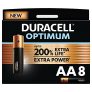 Duracell – NUEVO Pilas alcalinas Optimum AA , 1.5 Voltios LR6 MX1500, paquete de 8