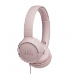 JBL Tune 500 – Auriculares supraaurales de cable y control remoto de un solo botón, micrófono incluido, asistente de voz, rosa