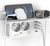 GUUKIN Enchufe USB Pared Multiple, Protector contra Sobretensiones con Luz Nocturna Ajustable, 2 Salidas de CA y 4 Puertos USB(3.1A) para Hogar Oficina