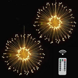 Lukasa Luces Fuegos Artificiales Luces de hadas LED Luz de fuegos artificiales Fuegos Artificiales Explosivos Luces de Hadas con Luces de Hadas Navideñas 120 Ledes, 8 Modos 2 Pack Blanco Cálido