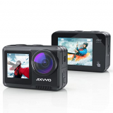 JIXYYO Action Cam, 4K 24M 33ft, cámara submarina de 161ft, cámara de estabilización de hielo de doble pantalla, 2 pilas de 1350 mAh, pulsera de control remoto, micrófono externo