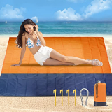 ONATISMAGIN Manta de Picnic para Playa, a Prueba de Arena, Impermeable, Grande, tapete de Picnic con 4 Clavos fijos para Senderismo, Camping, Parques, tamaño 210 x 200 cm (Naranja)