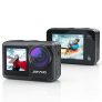 JIXYYO Action Cam, 4K 24M 33ft, cámara submarina de 161ft, cámara de estabilización de hielo de doble pantalla, 2 pilas de 1350 mAh, pulsera de control remoto, micrófono externo