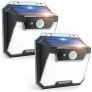 Reayos Luz Solar Exterior,【2Paquete/148 LED/3 Modos】 Súper Brillante Focos LED Exterior Solares con Sensor de Movimiento,2200mAH IP65 Impermeable Lampara solar exterior para Jardín,Garaje,Calle,Patio