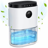 Deshumidificador 2300mL, Semiconductor Doble, Descongelación Automática, Ajuste de Tiempo, Sensor de Humedad, 7 Colores LED, Contra el Moho y la Humedad para Habitaciones, Hogares Armarios Garajes