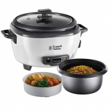 Russell Hobbs olla 0,8 l ( vaporera, función para mantener caliente, olla con revestimiento antiadherente, cuchara para arroz y taza medidora) olla de cocción lenta para verduras y pescado 27030-56