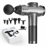Pistola de Masaje Muscular, AERLANG Masajeador de Músculos de Tejido Profundo con 20 Niveles Ajustables, 6 Cabezales de Masaje y Pantalla LCD Táctil para Alivio del Dolor Muscula (Gris)