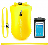 LimitlessXme Boya De Natación Amarilla con Bolsa Seca Plus Bolsillo Impermeable Celular. Visibilidad y Seguridad al Nadar en el mar y en el Lago
