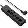 Regleta de enchufes MiiKARE de 5 vías con interruptor individual y 3 USB,cable de extensión de 2M,2500W/10A,toma múltiple de carga rápida con protección contra sobrecarga-Negro