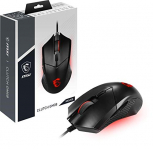 MSI Clutch GM08 – Ratón para Videojuegos (USB simétrico, LED Rojo, Sensor óptico Paw 3519, conmutador de hasta 10 ml de Clic, Sistema de Pesas modificables), Negro