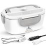 TRAVELISIMO Fiambrera Electrica 2 en 1 para Coche Camión y Trabajo 220V+12V, Calienta Comida en Minutos, Fiambrera Termica Termo Comida Caliente Acero Inoxidable 1.5L 40W, Tupper Electrico Portatil