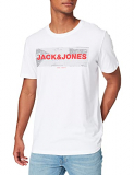 Jack & Jones JJHONOUR tee SS Crew Neck Camiseta, Blanco, S para Hombre