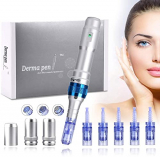 Dermapen con Certificado CE, Mysweety Dermapen Profesional Kit Completo para el Tratamiento de La Pérdida de Cabello Cicatriz Acné Cicatrices, Dr Pen con 2 Piezas 12 Micro Agujas