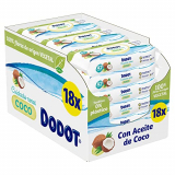 Dodot Toallitas Cuidado Total Coco para Bebé, 756 Toallitas Bebé con Aceite de Coco, 18 Paquetes (18 x 42)