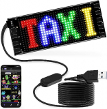 Qnoavve Mini señal de coche LED, panel de matriz de LED flexible USB 5v control de aplicación señal de LED de desplazamiento programable para Taxi fiesta boda festival – 17x7cm