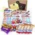 Lote envuelto para Regalo con +25 Chocolates Kinder y 450 grs de Chuches sin Gluten. Con Tarjeta Dedicada Personalizada y Kinder Chocolate, Kinder Bueno, Huevo Joy, Happy Hippos, Lacasitos y Golosinas