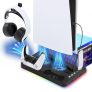 Auniq Soporte PS5 con Ventilador y Estación Carga Mando PS5, Soporte de refrigeración para PS5 Estación de Carga PS5 con luz RGB, Accesorios PS5 Estación de refrigeración para PS5 UHD/Edición Digital