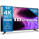 TD Systems K55DLG12US – Televisores Smart TV 55 Pulgadas 4k UHD Android 9.0 y HBBTV, 1500 PCI Hz, 3X HDMI, 2X USB. DVB-T2/C/S2, Modo Hotel. Televisiones