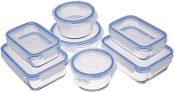 Amazon Basics – Recipientes de cristal para alimentos, con cierre 14 piezas (7 envases + 7 tapas), sin BPA