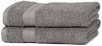 Amazon Basics – Juego de toallas (colores resistentes, 2 toallas de manos), color gris
