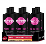 Syoss – Champú Salon Long – 6uds de 440Ml (2.640ml) – Para cabello largo y quebradizo – Cabello sano de raíces a puntas – Cabello como recién salido de la peluquería