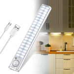luces armario 80 LED, Luz Armario Selección de 3 colores USB Recargable, 3 Modos Lámpara LED de Armario con Tira Magnética,para Armario, Cocina,Escalera, Pasillo