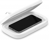 Belkin esterilizador UV + cargador inalámbrico (elimina hasta el 99 % de las bacterias, limpia teléfonos, llaves, tarjetas de crédito, carga rápida para iPhone, Samsung y Google, con adaptador CA)