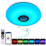 Lamparas de Techo Dormitorio, AUINSKY Lampara Led Techo 36W con Altavoz Bluetooth, 3000K-6500K, Lamparas de Techo Ajustable RGB y Brillo, para Cocina, Dormitorio, Sala de Estar