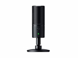 Razer Seiren X – micrófono de condensador USB para transmisión, compacto con amortiguador, patrón de grabación supercardioide, sin latencia, botón de silencio, conexión de auriculares, negro