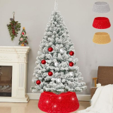 Collares para árbol de Navidad de 23.6 pulgadas, falda de árbol de Navidad con purpurina, anillo de árbol de Navidad de doble capa, falda de árbol de terciopelo, cubierta de base de árbol para fiesta