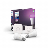 Philips Hue Pack de 2 Bombillas Inteligentes LED E27, con Bluetooth, Puente e Interruptor, Luz Blanca y Color, Compatible con Alexa y Google Home