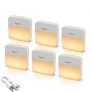 Luz Nocturna con Sensor de Movimiento, 0.5W LED Noche 3500K Luz Cálida, 3 Modos LED Iluminación Nocturna, USB Cargar Lámpara para Armario, Habitación Bebé, Dormitorio, Pasillos, Sala, Cocina (6PC)