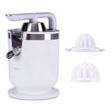 NEW CHEF – Exprimidor Eléctrico Zumo de Palanca Juicer Excellence Blanco (300W), 2 Tamaños Cono, con Función Antigoteo y ON/OFF Automático. Exprimidor Semiprofesional Desmontable y Fácil de Limpiar
