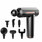 Anself Pistola de Masaje Pistola de Masaje Muscular para Entrenamiento, 5 Configuraciones de Velocidad Gimnasio, 6 cabezales de masaje, USB recargable e inalámbrico