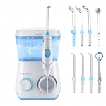 Irrigadores Bucales-TUREWELL Irrigador Dental con 8 Boquillas 10 Ajustes de Presión Del Agua, 600 ML Gran Capacidad de Depósito,IPX7 Impermeable Limpieza Dental