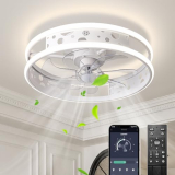 EKDADL Reversible Ventilador de Techo con Luz Silencioso 47CM Moderna Lampara Ventilador Techo con Luz y Mando a Distancia 6 Velocidade 3 Colores LED Regulable Ventiladores de Techo APP