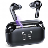 TIMU Auriculares Inalámbricos 5.3, Auriculares Bluetooth 60 Horas reproducción con Pantalla de alimentación LED, Llamadas claras CVC8.0, 14.2 mm Controlador Dinámico, IPX7 Impermeable