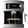Cecotec Cafetera Express Manual Power Espresso 20. 850W, Presión 20 Bares, Depósito de 1,5L, Brazo Doble Salida, Vaporizador, Superficie Calientatazas, Acabados en Acero Inoxidable