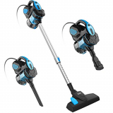 INSE Aspiradora Escoba con Cable, 3 En 1 Vertical y de Mano, Aspirador con Cable Succión Poderosa de 18Kpa, 600W, 1L, Hepa Filtro Lavable, 3 Cepillos Ajustable, para Pelo de Mascota Suelo Duro (Azul)