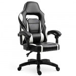 Vinsetto Silla de Oficina Ergonómica Ajustable en Altura Reclinable hasta 135° Silla Racing con Respaldo Alto Reposabrazos Regulable Asiento Acolchado 64x69x119-129 cm Blanco