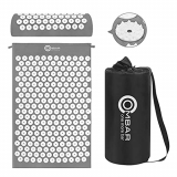OMBAR Esterilla Acupresión Kit con Almohada para Acupuntura y Yoga, Kit de Masaje con Cojín Alivia el Dolor de Espalda y Cuello, Relaja los Músculos y Reduce el Insomnio (gris)