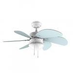 Cecotec Ventilador de techo EnergySilence 3600 Vision Sky. 50 W, Diámetro 92 cm, Lámpara, 3 Velocidades, 6 Aspas reversibles, Función Verano/Invierno, Interruptor de Cadena, Blanco/Azul