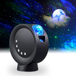 LooEooDoo Proyector de estrella LED, iluminación de galaxia, lámpara de noche de nebulosa lunar con base, control remoto y funciona con batería de 2000 mAh(negro)