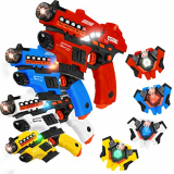 VATOS Juego de Pistolas con función de pulverización y Pantalla LED Juego de 4 Pistolas de Juguete con Chalecos para niños, Adultos, Familia para 6 7 8 9 10 11 12+ niños niñas