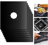 Taope Fundas para quemador de gas, protectores de rango de gas con aprobado por la FDA, reutilizables, antiadherentes, resistentes al calor, color negro, paquete de 8 (26,6 x 26,6 cm)