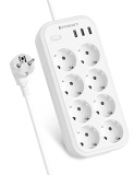 Regleta Enchufes USB con 8 Tomas (16A/4000W) y 3 Puertos USB (3.1A/5V), Etersky Enchufe Multiple de Alargador Enchufe 2m Montable en Pared