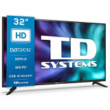 TD Systems K32DLG12H – Televisores 32 Pulgadas HD, 800 PCI Hz, 3X HDMI, USB Grabador Reproductor, DVB-T2/C/S2 Modo Hotel. Televisiones
