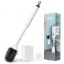 Rovtop escobilla y Soporte de Silicona para Inodoro, escobilla para Inodoro con Soporte de Secado rápido, escobilla y Soporte para Inodoro de Pared o Suelo, Potente quitamanchas (Blanco)