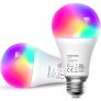 Bombilla LED Wifi Inteligente Multicolor – Luces Cálidas/Frías RGB, Lámpara Regulable, 9W E27, 2700-6500K, Compatible con Alexa,Google Home y SmartThings, Paquete de 2, meross