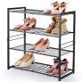 HOUSE DAY Organizador de zapatos Plegable Zapatero de pie Zapatero de 4 niveles Zapatero de metal gris claro Estante de zapatos de 63 cm de ancho Estante de almacenamiento